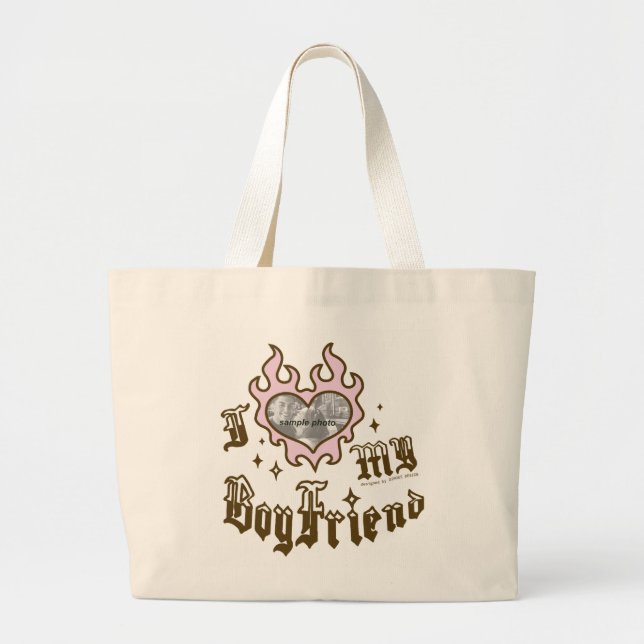 Bolsa Tote Grande I Love My Boyfriend - Red - DingusDesign (Frente)