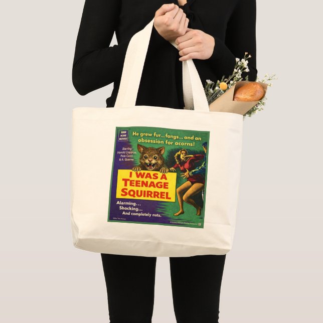 Bolsa Tote Grande I was a teenage squirrel (Frente (produto))