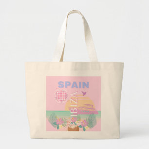 Bolsa Tote Grande Ibiza, Espanha, Arte de Viagem, Arte de Esquema, R