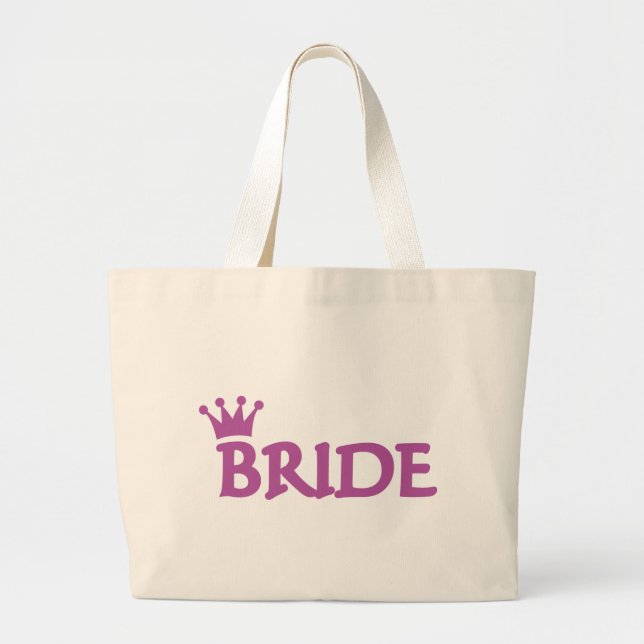 Bolsa Tote Grande ícone da coroa da noiva (Frente)