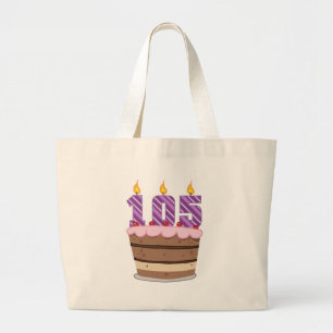 Bolsa Tote Grande Idade 105 no bolo de aniversário