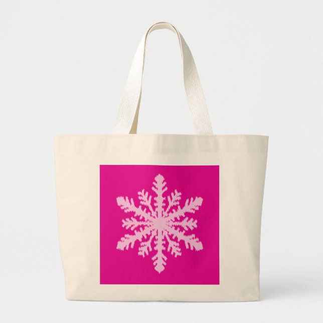 Bolsa Tote Grande Ikat Snowflake - Fuchsia e rosa-gelo (Frente)