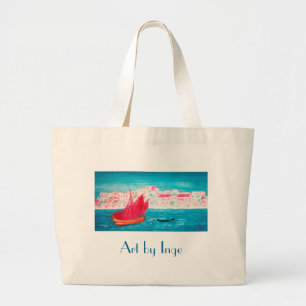 Bolsa Tote Grande Ilha de Crete - pintura pelo artista austríaco