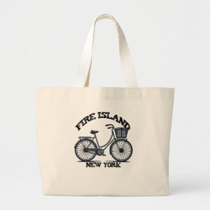 Bolsa Tote Grande Ilha do Fogo Nova York Bicicleta Azul Vibrações Vi