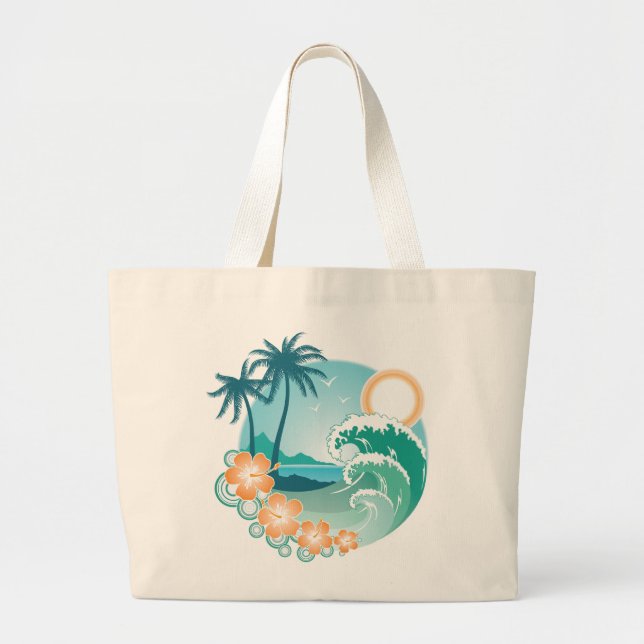 Bolsa Tote Grande Ilha Tropical (Frente)