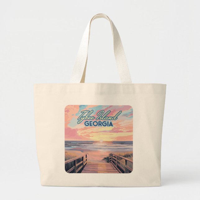 Bolsa Tote Grande Ilha Tybee Georgia Sunrise Beach Savannah (Frente)