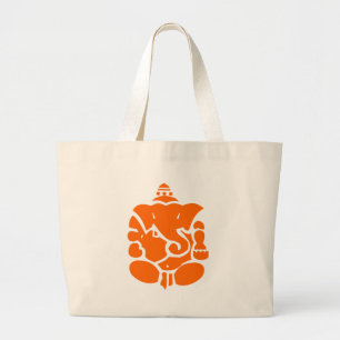Bolsa Tote Grande Ilustração alaranjada de Ganesha