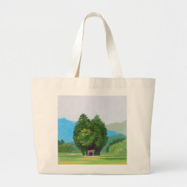 Bolsa Tote Grande Ilustração Artística de Natureza 'Paisagem Serena'