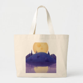 Bolsa Tote Grande Ilustração Artística de Paisagem Noturna Tote