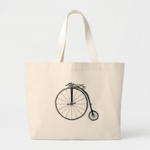 Bolsa Tote Grande Ilustração da Bicicleta Penny Farthing