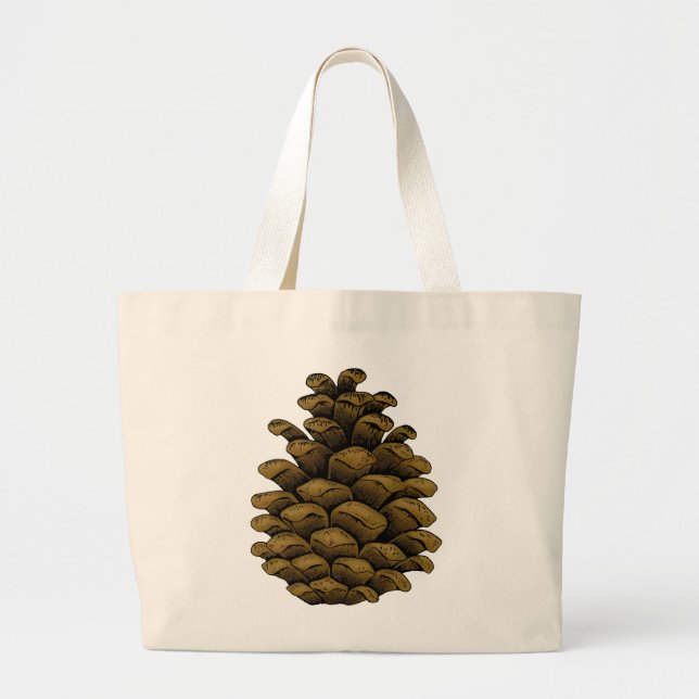Bolsa Tote Grande Ilustração de cone de pinho (Frente)
