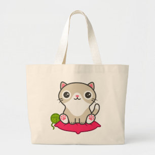 Bolsa Tote Grande Ilustração de Gatinho de Cute