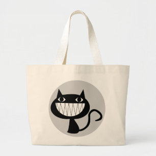 BOLSA TOTE GRANDE ILUSTRAÇÃO DE GATO BRANCO E PRETO
