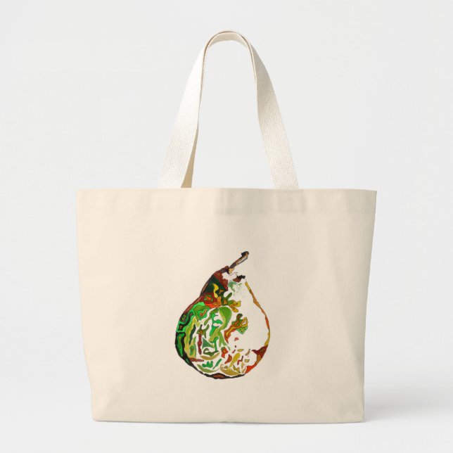 Bolsa Tote Grande Ilustração de pop de de fruta de pintura de pera (Frente)