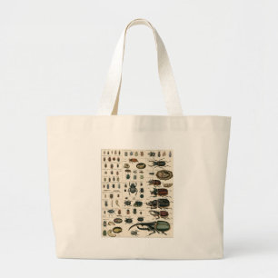 Bolsa Tote Grande Ilustração do besouro do vintage
