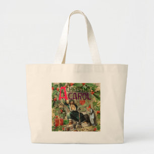 Bolsa Tote Grande Ilustração do Espírito do Natal Presente Scrooge