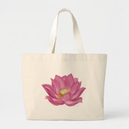 Bolsa Tote Grande Ilustração do Flor de Lotus Rosa