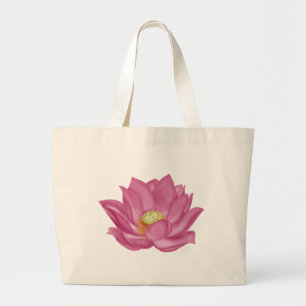 Bolsa Tote Grande Ilustração do Flor de Lotus Rosa