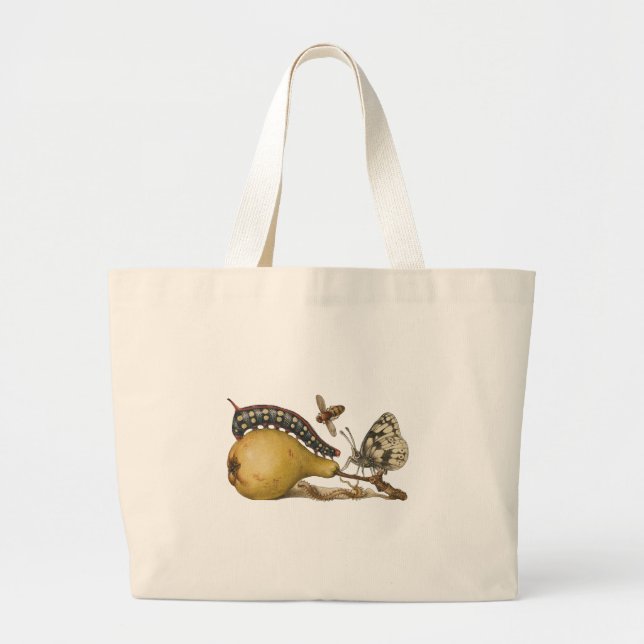 Bolsa Tote Grande Ilustração do Inseto da Fruta da Abelha da Borbole (Frente)