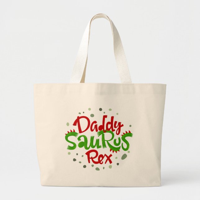 Bolsa Tote Grande Ilustração do pai Saurus Rex (Frente)
