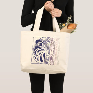 Bolsa Tote Grande Ilustração Japonesa de Boneco Daruma