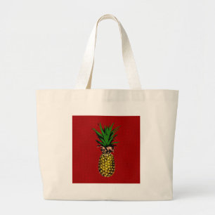 Bolsa Tote Grande Imagem de Newsprint do Pineapple