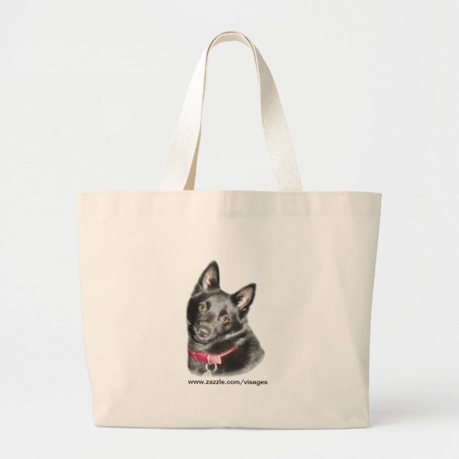 Bolsa Tote Grande Imagem de Schipperke (Frente)