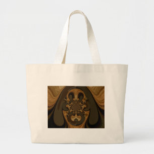 Bolsa Tote Grande Impressão Artística de Caleidoscópio Fluido Marrom