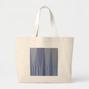 Bolsa Tote Grande Impressão artística de Chevron Azul, Roxo e Cinza