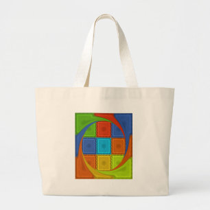 Bolsa Tote Grande Impressão artística de redemoinho xadrez