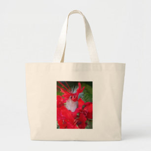 Bolsa Tote Grande Impressão de Arte de Pena de Pétala Vermelha