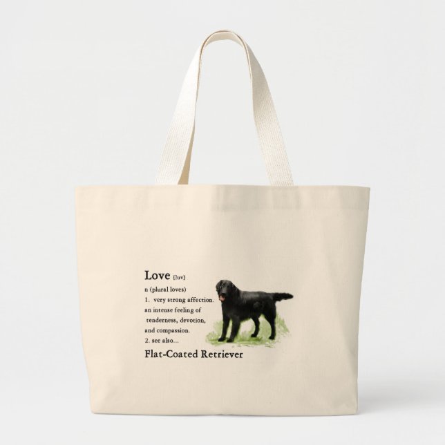 Bolsa Tote Grande Impressão de Arte de Retriever Revestida Plana (Frente)