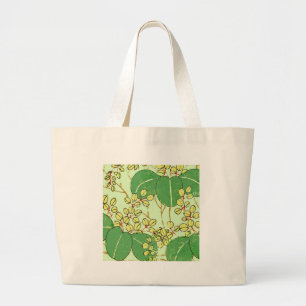 Bolsa Tote Grande Impressão de Arte Japonês Verde - Mínimo