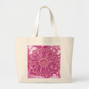 Bolsa Tote Grande Impressão de bloco da margarida do Gerbera -