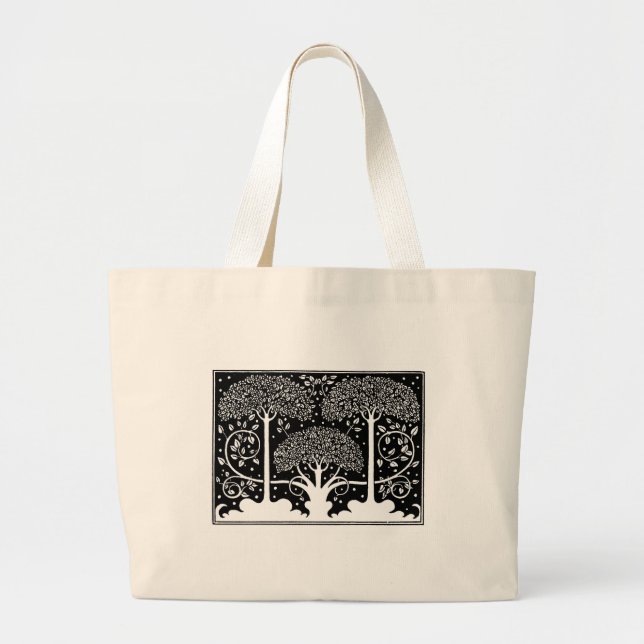 Bolsa Tote Grande Impressão de padrão de árvore Art Nouveau de Aubre (Frente)