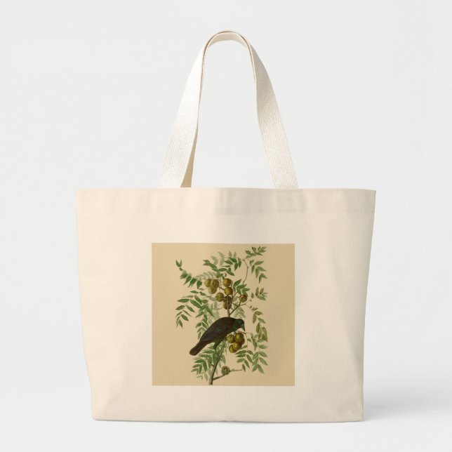 Bolsa Tote Grande Impressão de pássaro rouxinol-roxo de Audubon Vint (Frente)