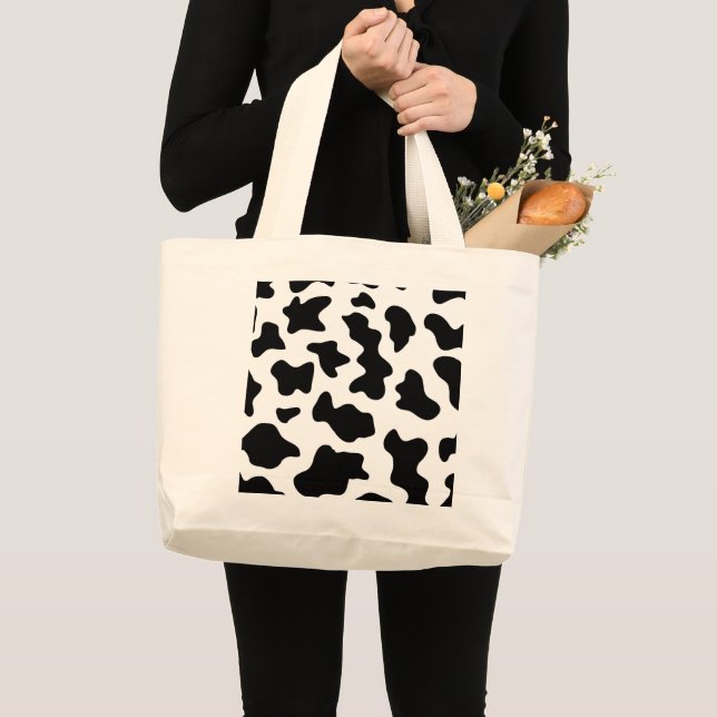 Bolsa Tote Grande impressão de vaca branca-fazenda-branca-branca-cow (Frente (produto))