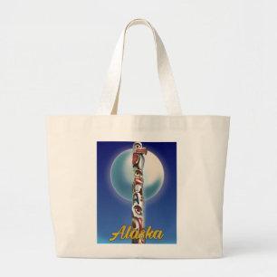 Bolsa Tote Grande Impressão de viagem do Totem Pole do Alasca