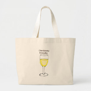 BOLSA TOTE GRANDE IMPRESSÃO DIÁRIO DO VINHO DE CHARDONNAY POR JILL