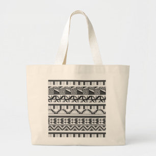 Bolsa Tote Grande Impressão Geométrica cinza Aztec Abstrato Padrã