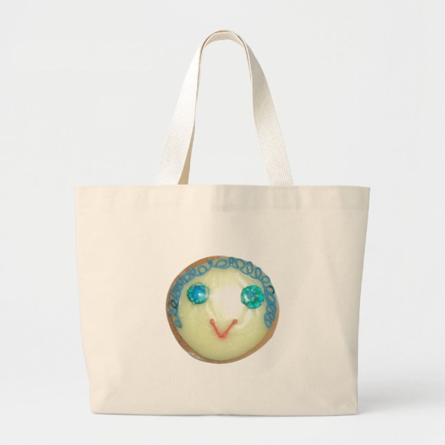 Bolsa Tote Grande Impressão/Gráfico de Cabelo Azul Emoji Art (Frente)
