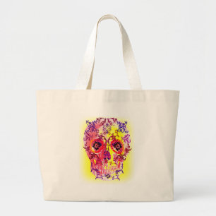BOLSA TOTE GRANDE IMPRESSÃO PSICADÉLICO DO CRÂNIO DO AÇÚCAR