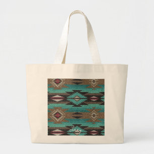 Bolsa Tote Grande Impressão Texturizada Inspirada na Cultura Nativa