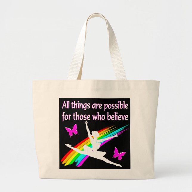 BOLSA TOTE GRANDE IMPRESSIONANTE, TUDO É POSSÍVEL BALLERINA DESIGN (Frente)