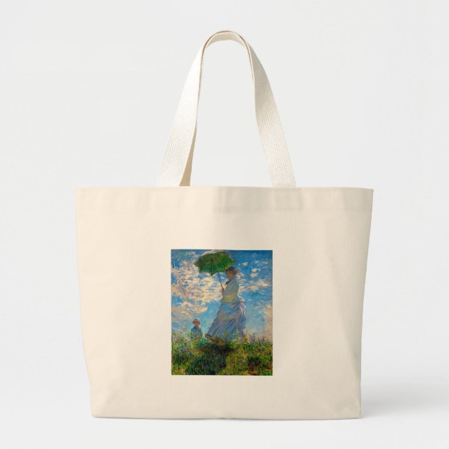 Bolsa Tote Grande Impressionismo de Monet Woman (Frente)