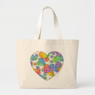 Bolsa Tote Grande Impressionista Pastel Namorados Hearts