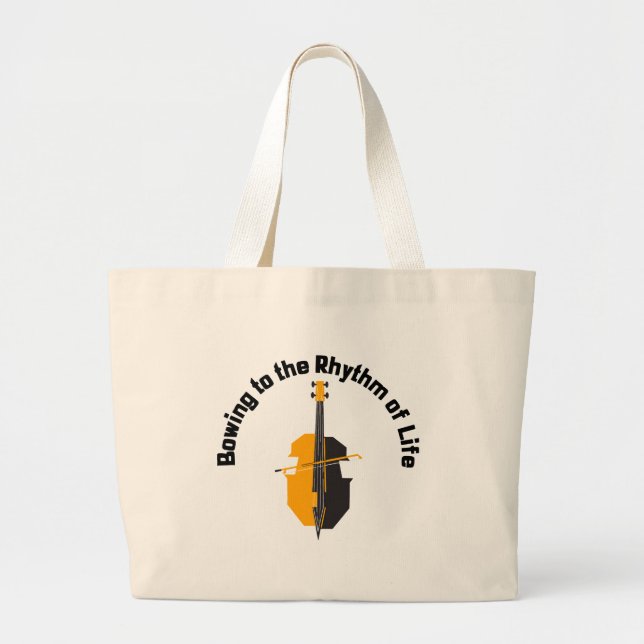 Bolsa Tote Grande Inclinando-se ao Ritmo da Vida Cello (Frente)