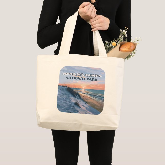 Bolsa Tote Grande Indiana Dunes National Park Lake Michigan (Frente (produto))