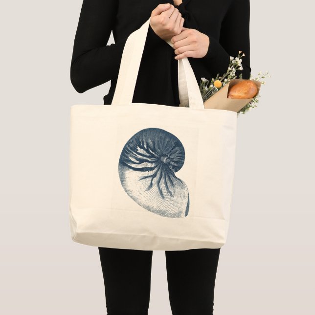 Bolsa Tote Grande Indigo Shark Eye Seashell (Frente (produto))