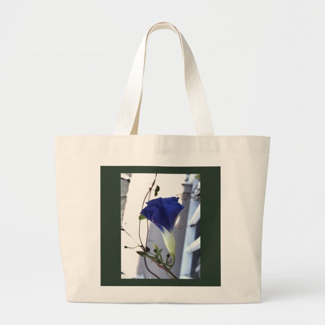 Bolsa Tote Grande Indigo Swirl Morning Glory Tote Bag (Frente)